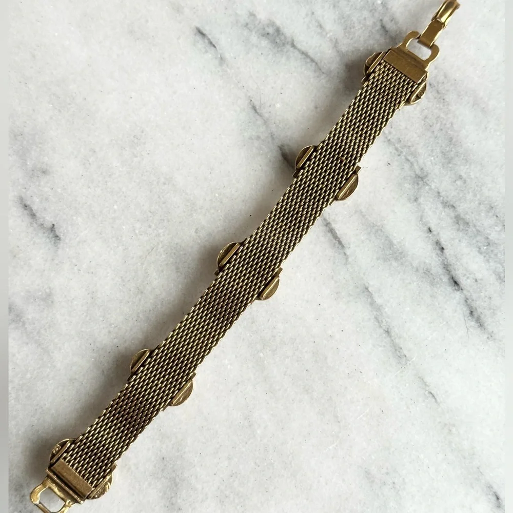 Vintage Victorian Revival Gold Tone Mesh Bracelet